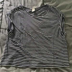 H&M Navy Blue & White Striped Muscle Tee / Tank Top, Size S